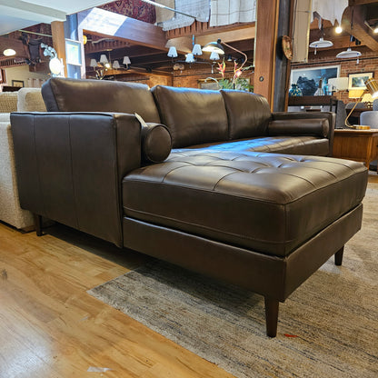 Malmo Mocha Leather LAF Chaise Sectional