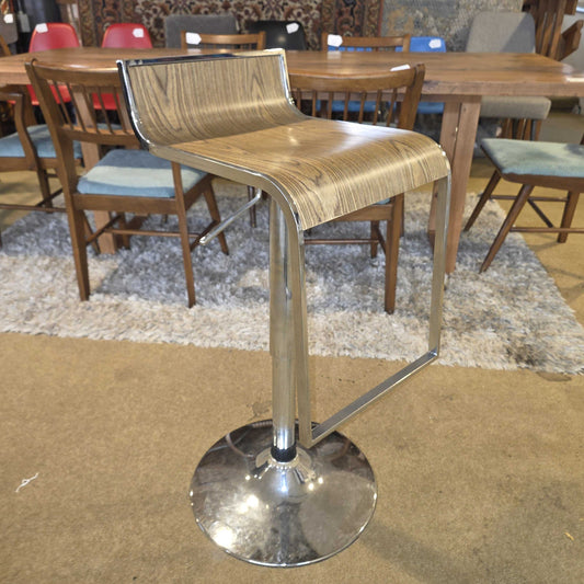 Metal + Faux Wood Adjustable Stool