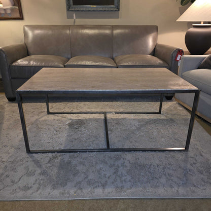 West Elm Contemporary Metal Frame Stone Top Coffee Table