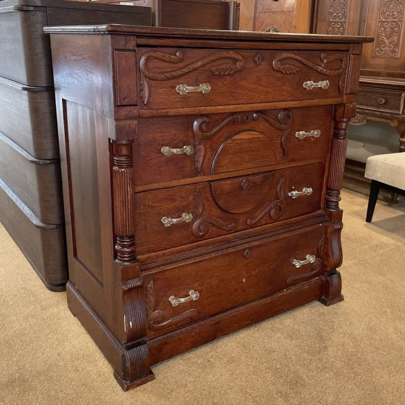 Antique Carved Oak Chest of Drawers C HIGHBOYS