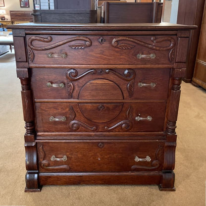 Antique Carved Oak Chest of Drawers C HIGHBOYS