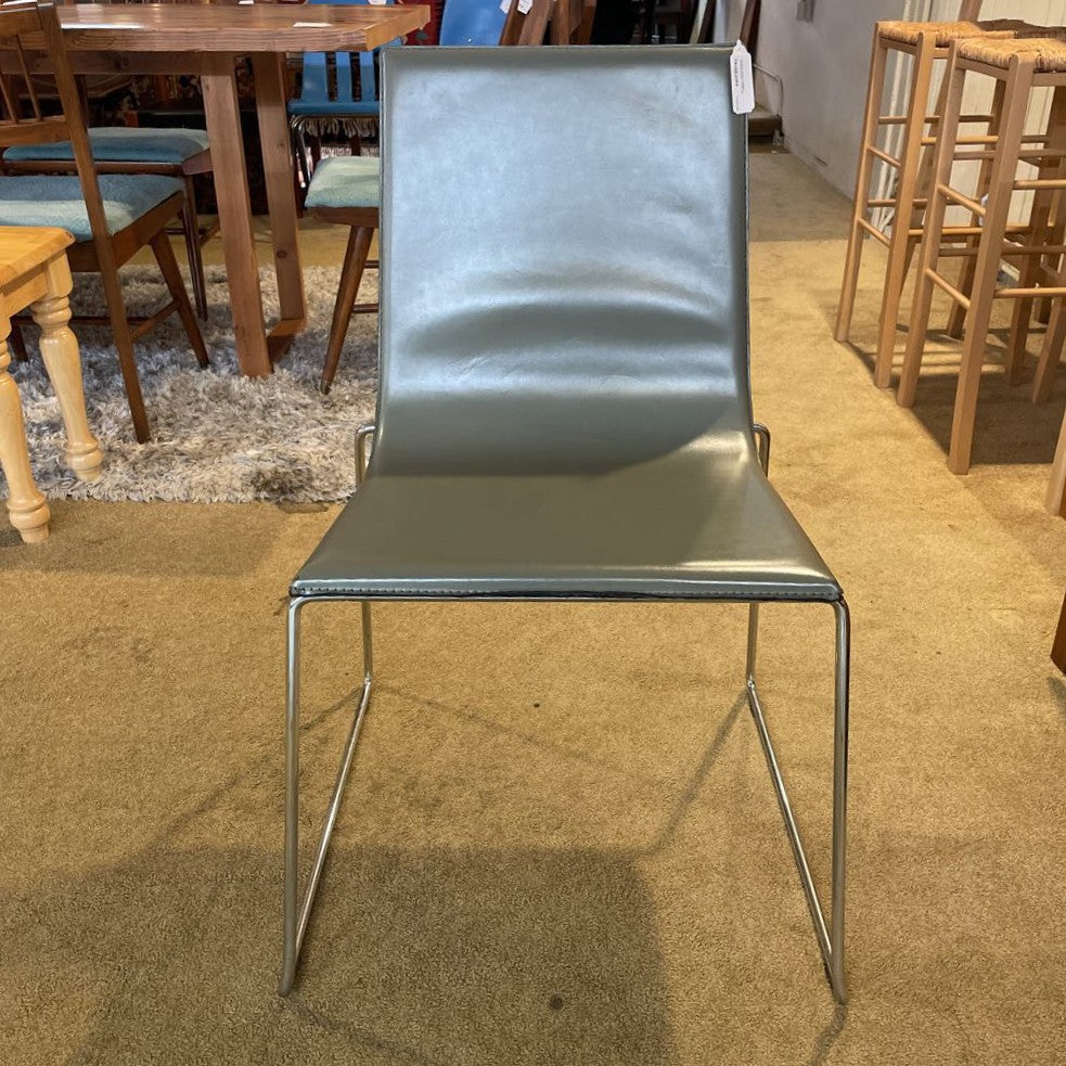 Andreu Grey Leather Contemporary Chair