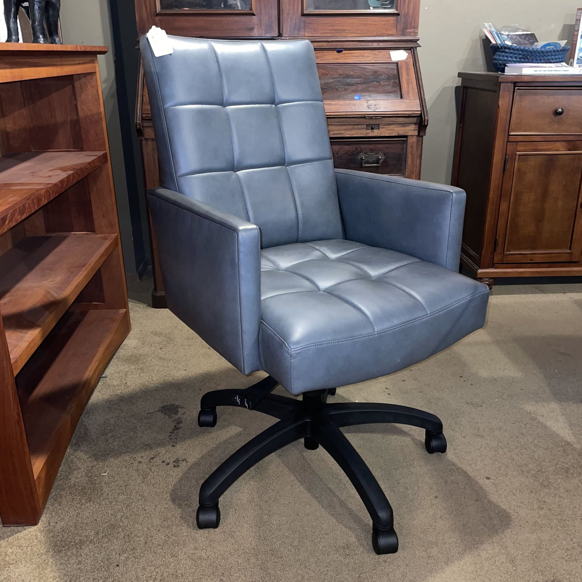 Grey Tufted High Back Office Chair