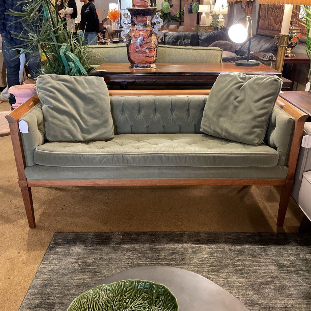 Sage Green MCM Tufted Bench
