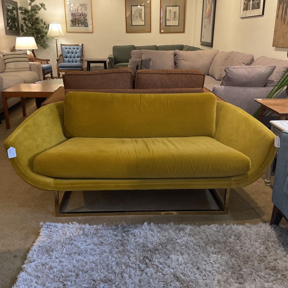 Golden Velvet Curved Loveseat U LOVESEATS