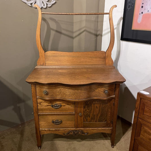 Vintage Oak 3 Drawer 1 Door Washstand C CABINETS