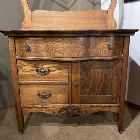 Vintage Oak 3 Drawer 1 Door Washstand C CABINETS