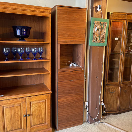 Skovby Walnut Narrow Cabinet w Display Shelf C BOOKSHELVES