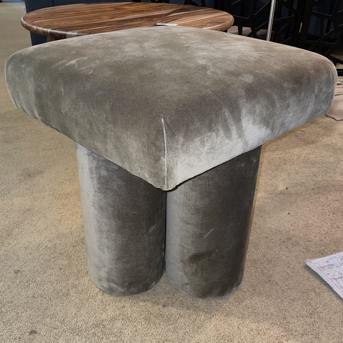 Olive Clover Velvet Stool