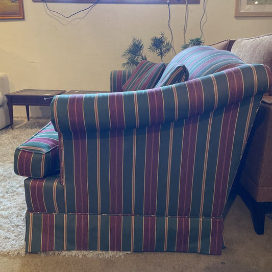Thomasville Red & Green Striped Loveseat