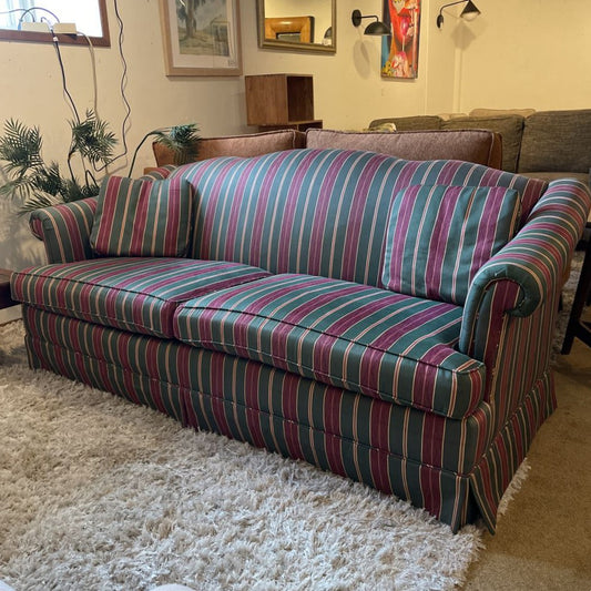Thomasville Red & Green Striped Loveseat
