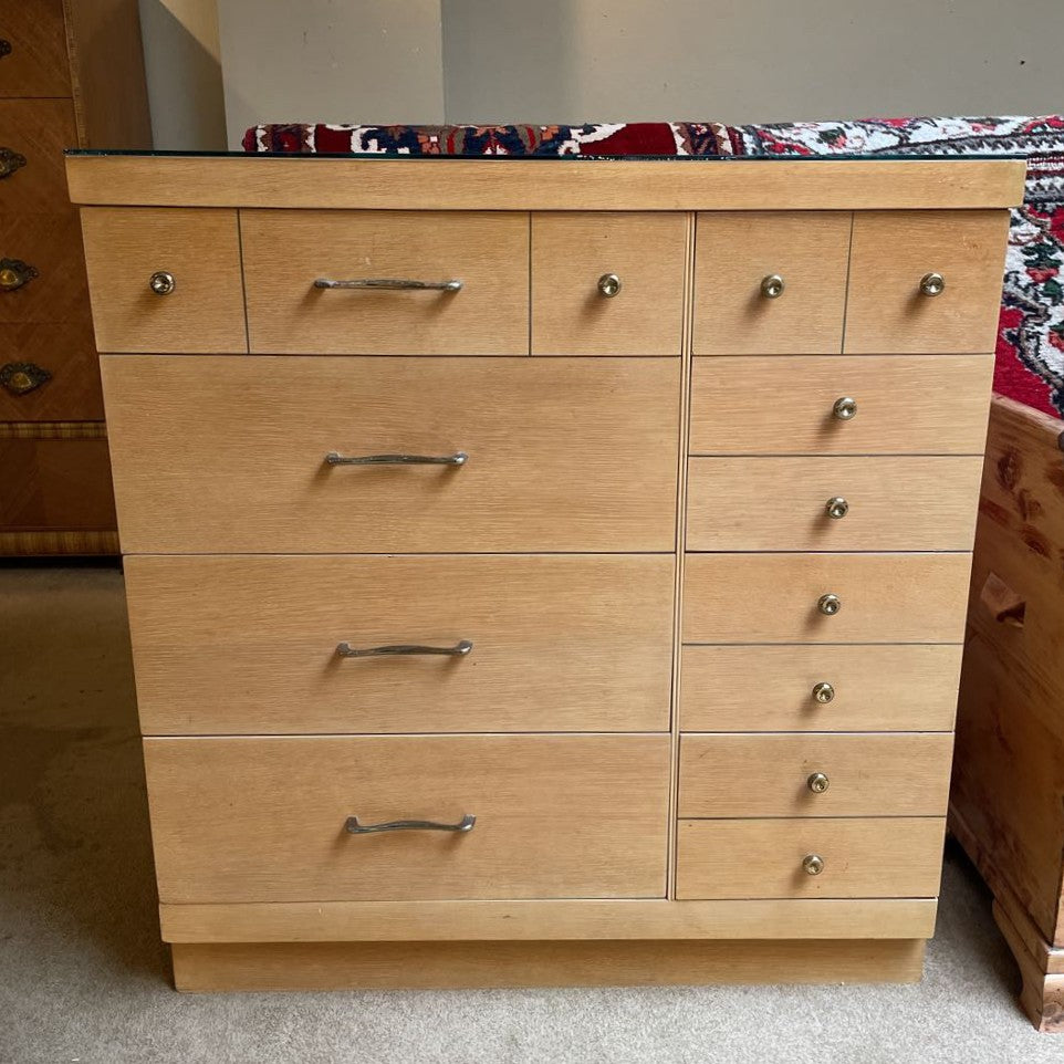 MCM Asymmetrical Multi-Drawer Chest w/ Glass Top for B.P Furniture (Fashion-Flow)