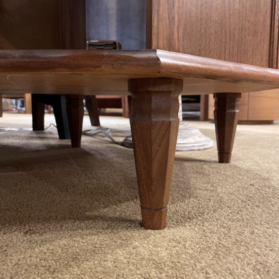 Round Marble Top Wooden Spanish Revival Side Table