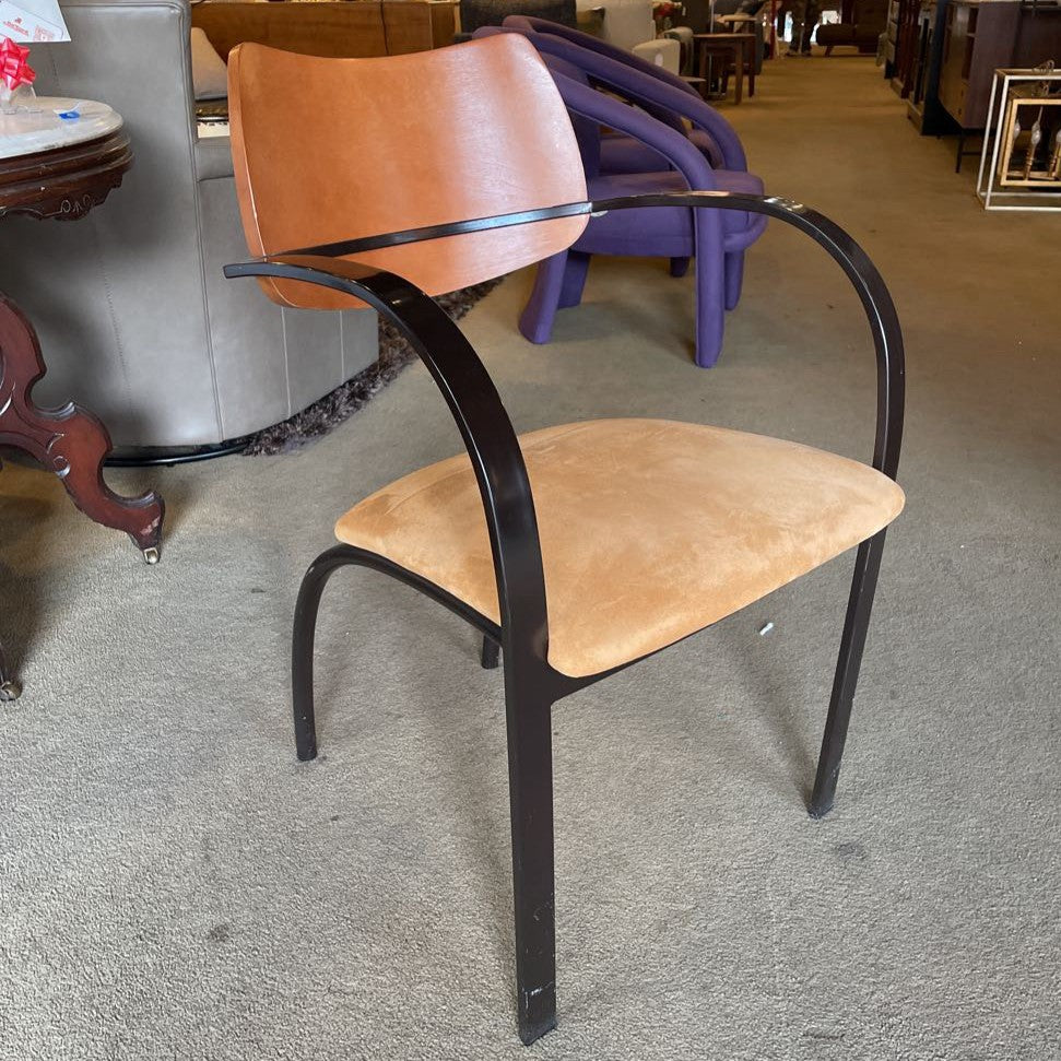 Curved Black Metal + Tan Seat Dining Chairs SET of 6