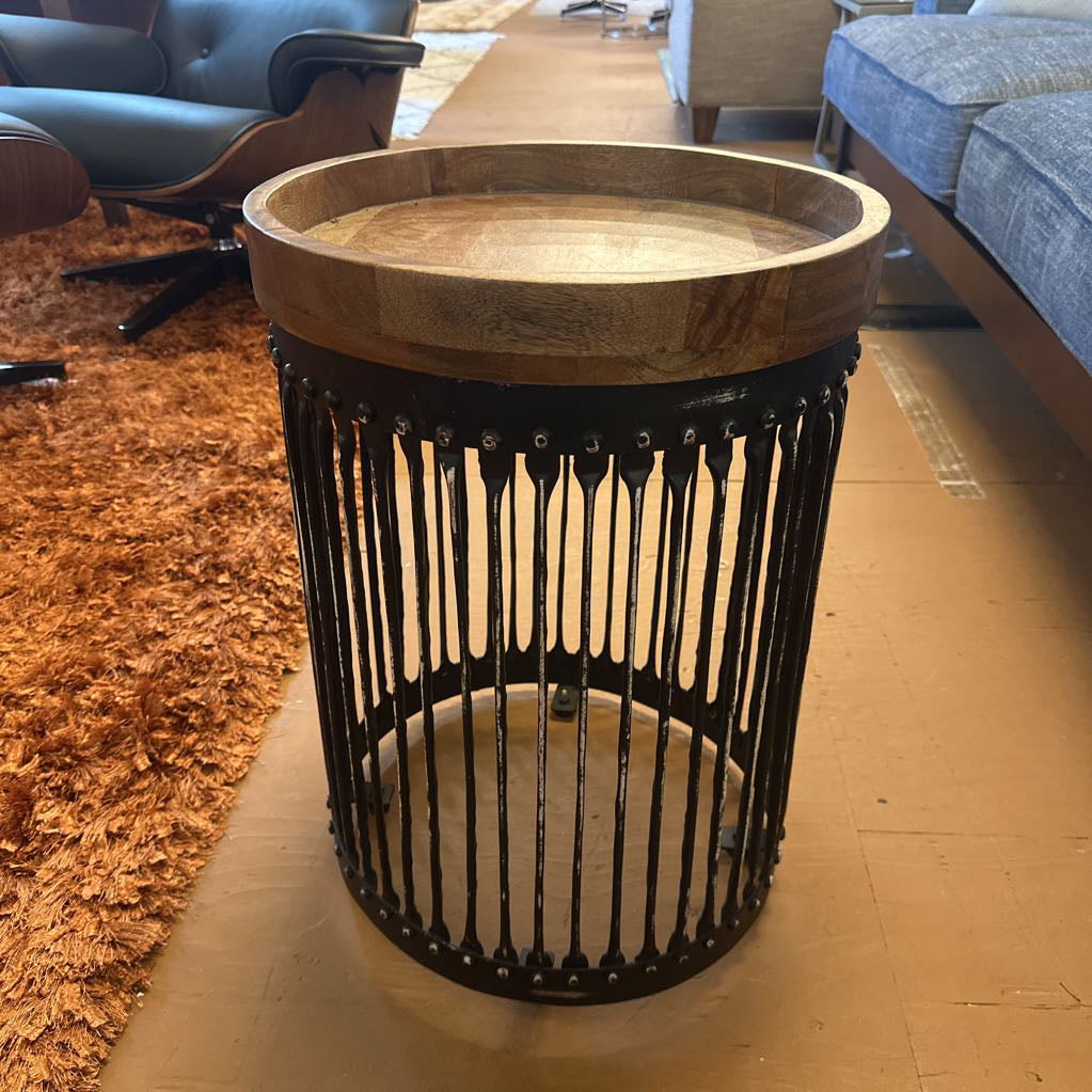 Reclaimed Wood Rnd Side C SIDE TABLES