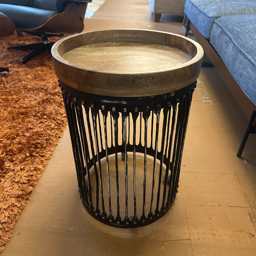 Reclaimed Wood Rnd Side C SIDE TABLES