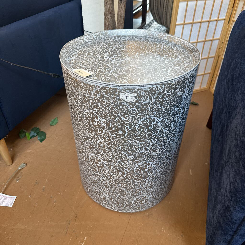 Silver Tone Metal Drum Side