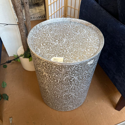 Silver Tone Metal Drum Side