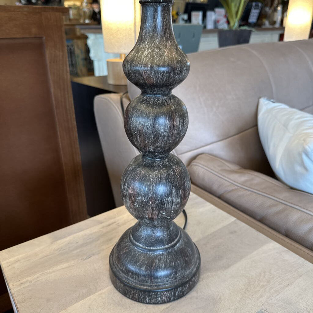 Decorative lamp on a table with a blurred background