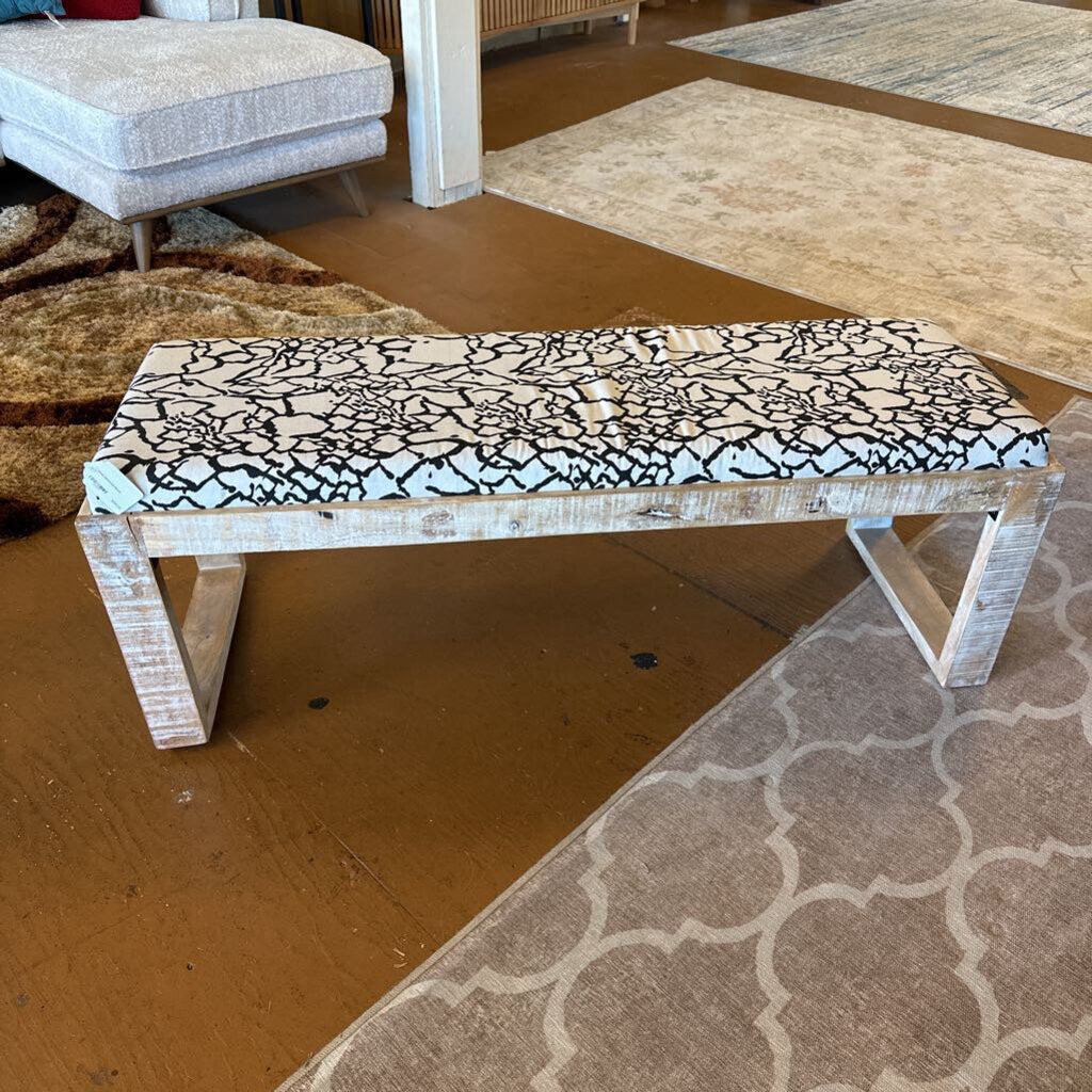Bench with a unique patterned top in a room setting