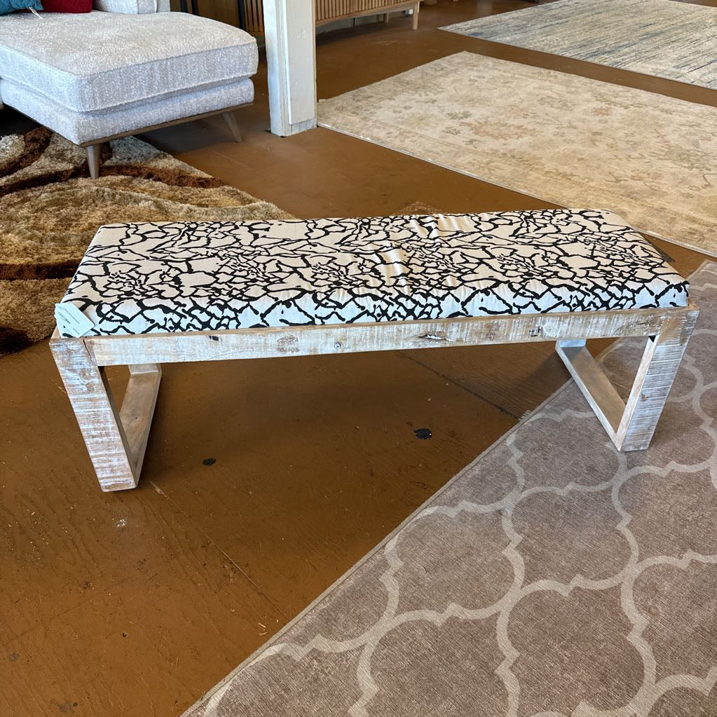 White Distressed Bench C ACCENT BENCHES