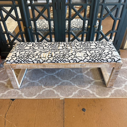 White Distressed Bench C ACCENT BENCHES