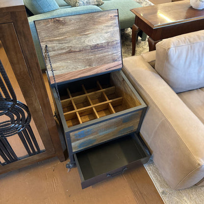 Iron Bar Box Lamp Table