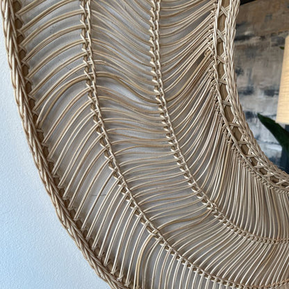 Round Wicker Frame Mirror