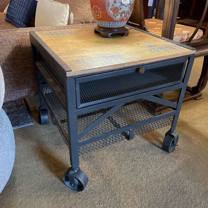 Industrial Wheeled Side Table C SIDE TABLES
