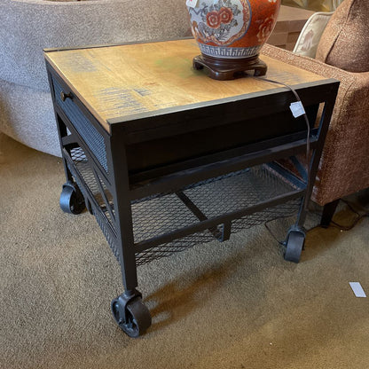 Industrial Wheeled Side Table C SIDE TABLES