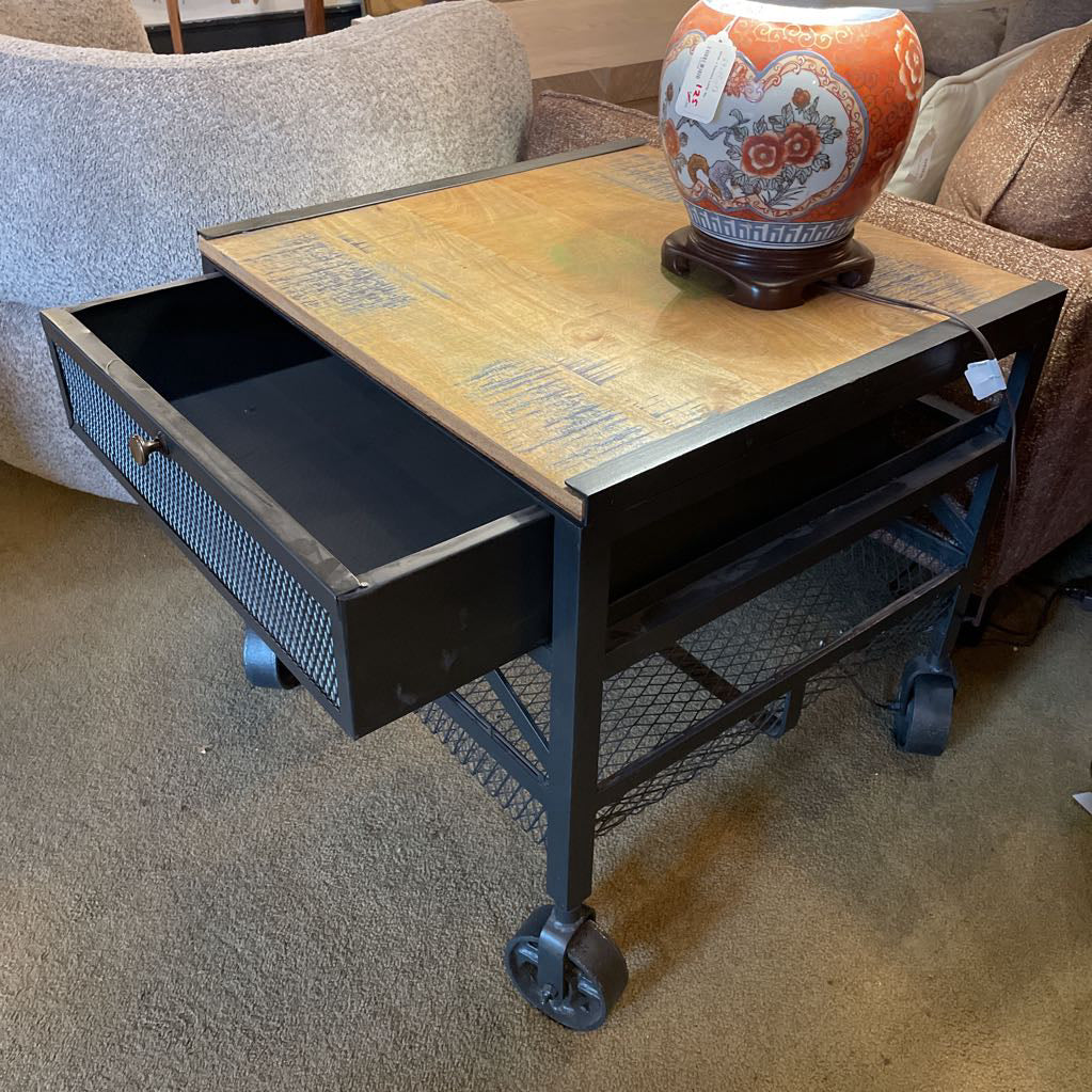 Industrial Wheeled Side Table C SIDE TABLES