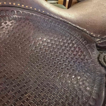 Close-up of a textured leather saddle pad