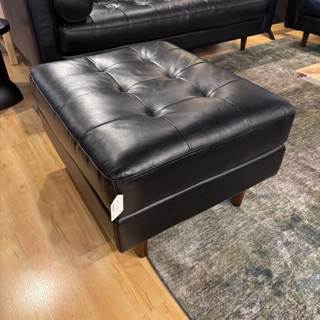 Leather Tufted Ottoman