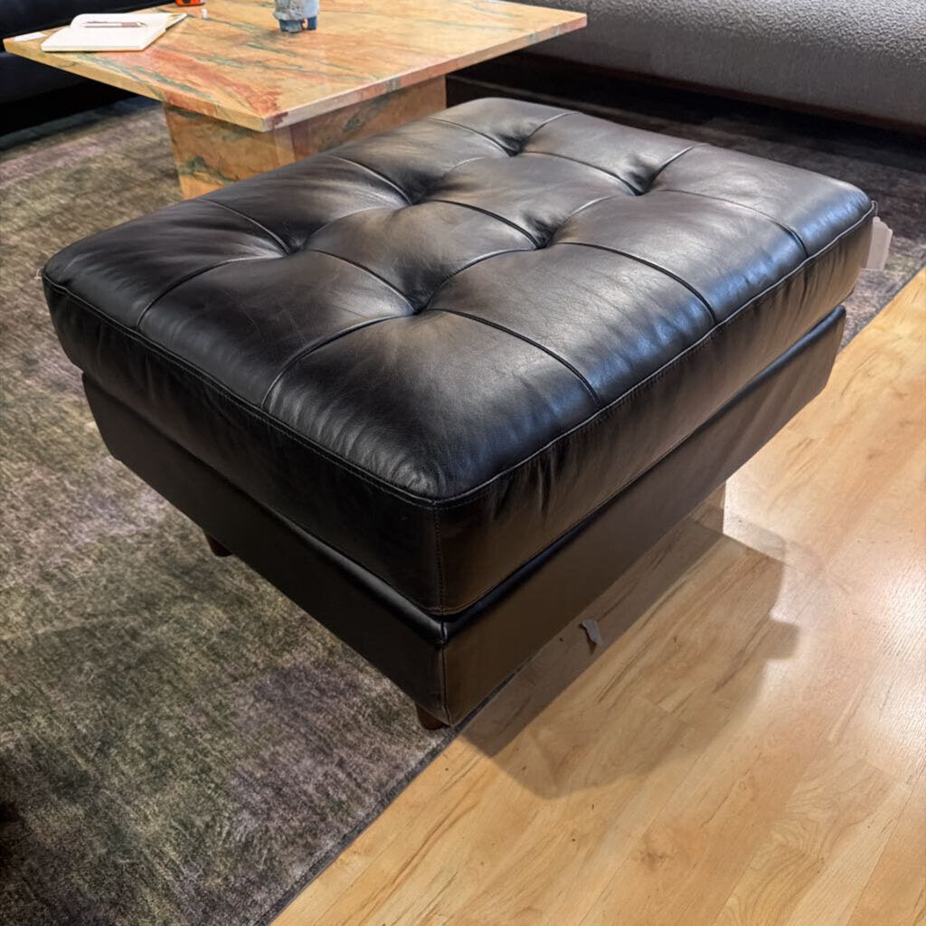 Leather Tufted Ottoman