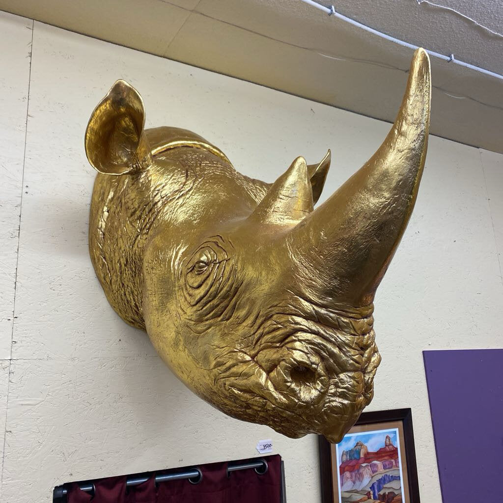 Gold Leaf Rhino Head
