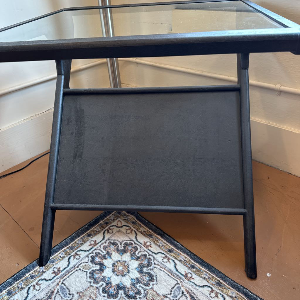 MC Style Black and Glass Side Table
