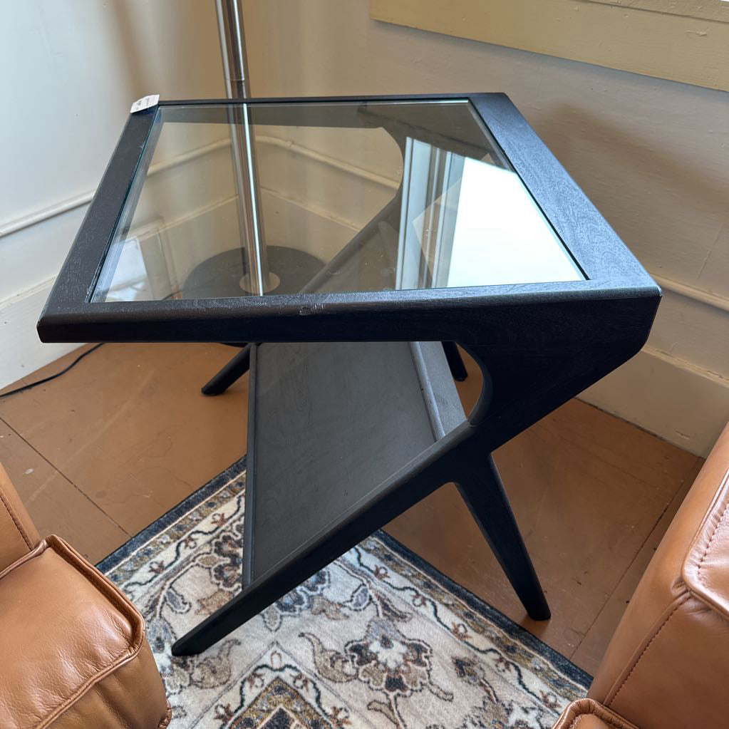 MC Style Black and Glass Side Table