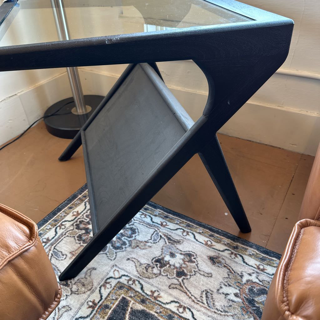 MC Style Black and Glass Side Table