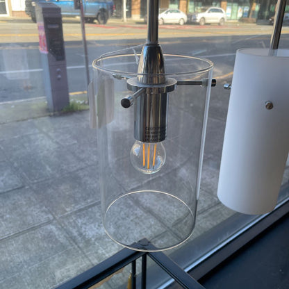 Glass Cylinder Chrome Pendant Light LAMPS