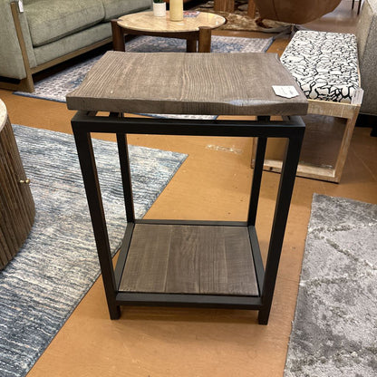 Rustic Metal Frame Chairside Table C SIDE TABLES