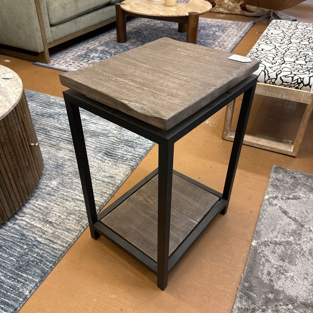Rustic Metal Frame Chairside Table C SIDE TABLES