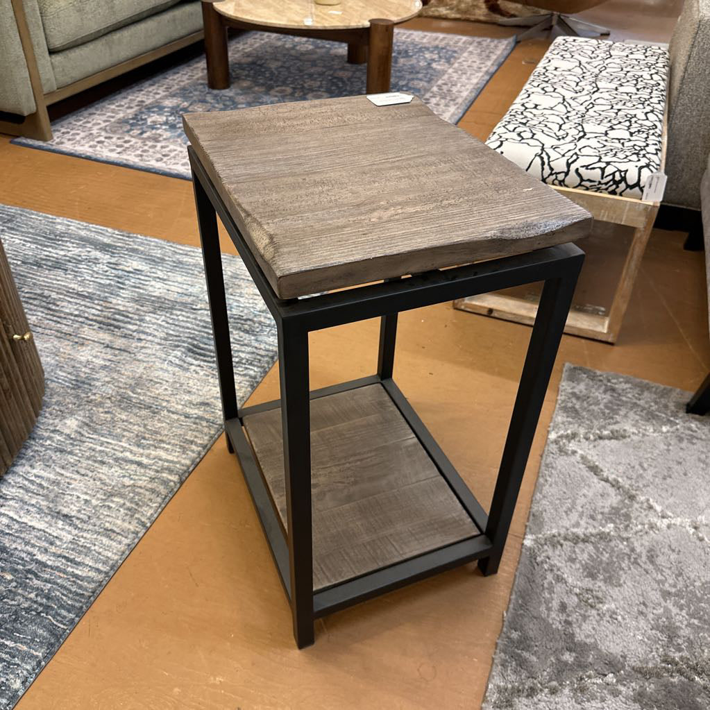 Rustic Metal Frame Chairside Table C SIDE TABLES