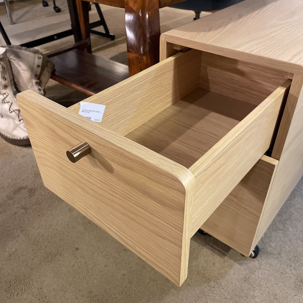 2 Drawer Rolling File Cabinet w Brassy Pulls C CABINETS