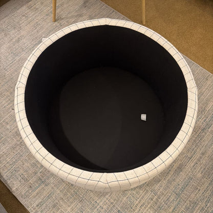 Plaid Storage Ottoman Wood Top