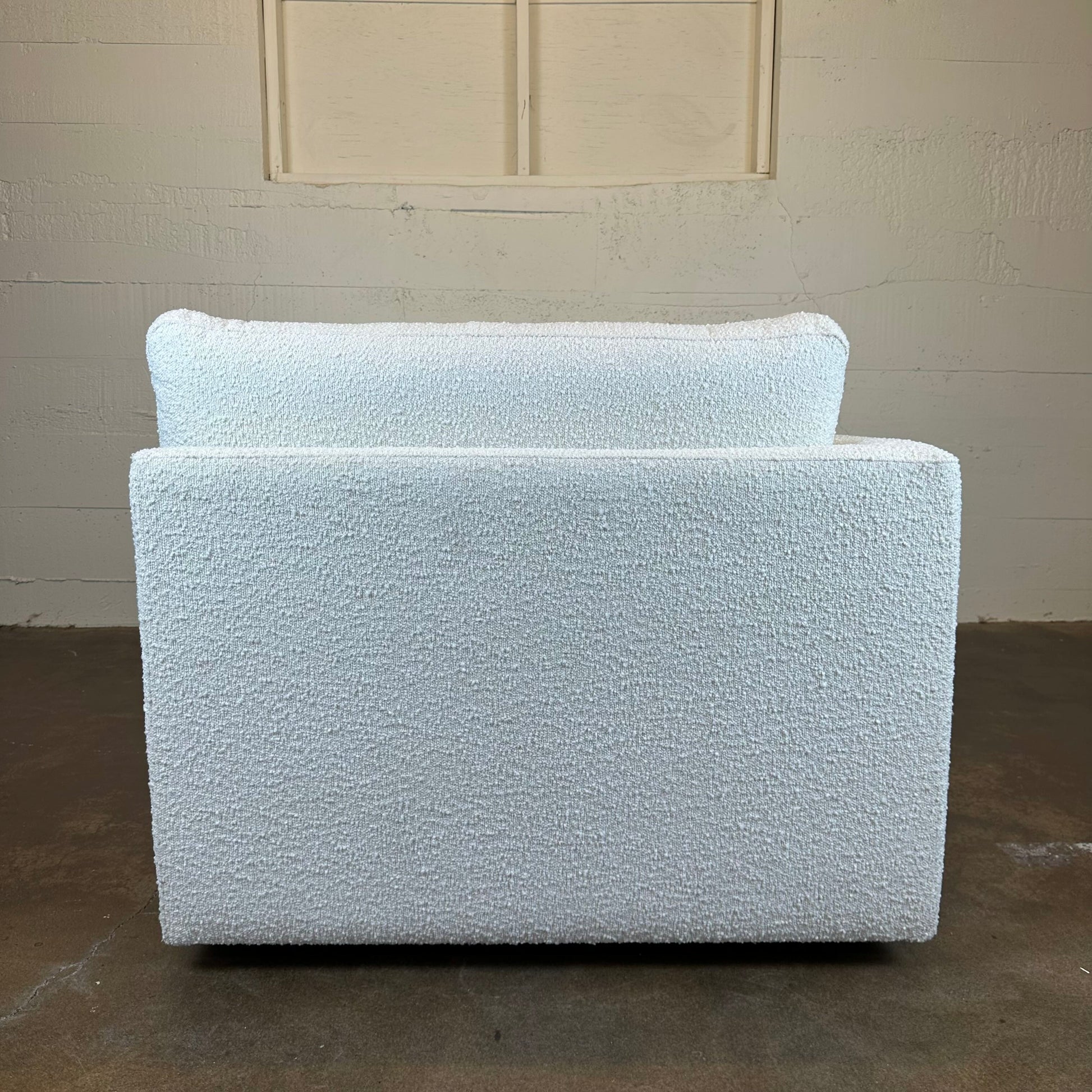 Domus 39" Left Chaise Fabric Sofa, Blanc Boucle U CHAISES