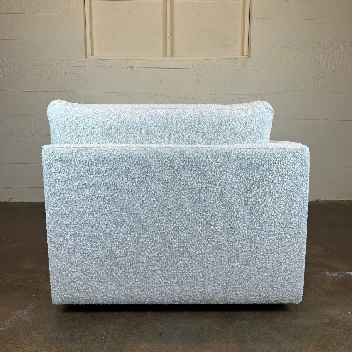 Domus 39" Left Chaise Fabric Sofa, Blanc Boucle U CHAISES