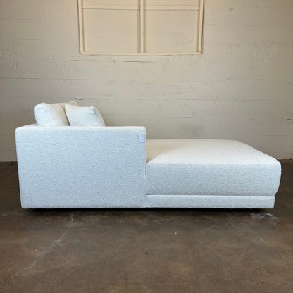 Domus 39" Left Chaise Fabric Sofa, Blanc Boucle U CHAISES