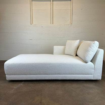 Domus 39" Left Chaise Fabric Sofa, Blanc Boucle U CHAISES