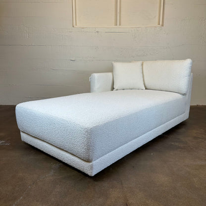 Domus 39" Left Chaise Fabric Sofa, Blanc Boucle U CHAISES