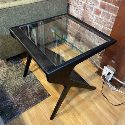MC Style Black and Glass Side Table